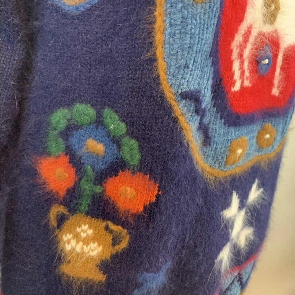 Vtg Rafaella Angora & Wool Nordic Reindeer Christmas Holiday Winter’s Sweater - Picture 5 of 11